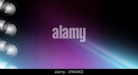 Abstract purple and blue background with glowing circular elements on the left edge and diagonal turquoise light streaks. Stock Photo