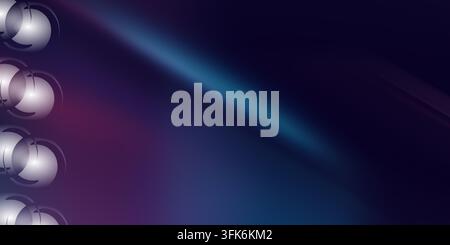 Abstract background with a purple and dark blue gradient, featuring a diagonal light ray and white bubbles on the left side. Stock Photo