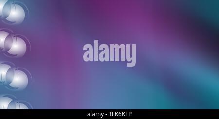 An abstract gradient background combining blue and purple tones with glowing spherical design elements aligned vertically on the left. Stock Photo