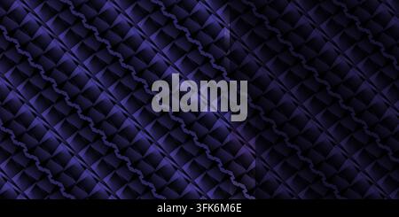 A seamless dark geometric background featuring diagonal repeating abstract textures in deep purple and dark blue tones. Stock Photo