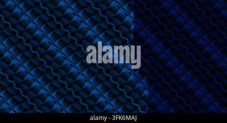An abstract background featuring a repeating geometric pattern in shades of blue with a split lighting effect. Stock Photo