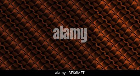Seamless vector background featuring a repeating abstract geometric 3D pattern in rich shades of brown. Stock Photo