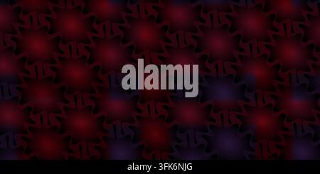 Dark red and black seamless geometric pattern featuring interlocking wavy star shapes with a subtle gradient glow. Stock Photo