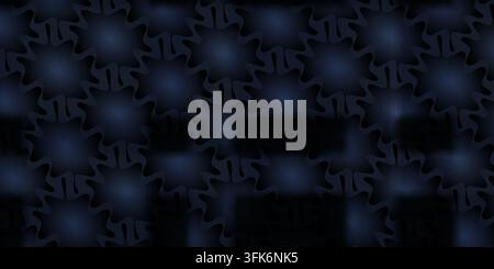Dark and moody abstract pattern featuring repeating organic shapes with subtle blue glows against a dark navy background. Stock Photo