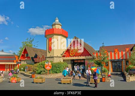 Entrance area to Gulliver's World children's theme park resort in Warrington, Cheshire, England. Stock Photo