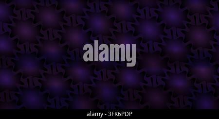 Seamless abstract background featuring repeating patterns of glowing purple wavy shapes in a diagonal arrangement. Stock Photo
