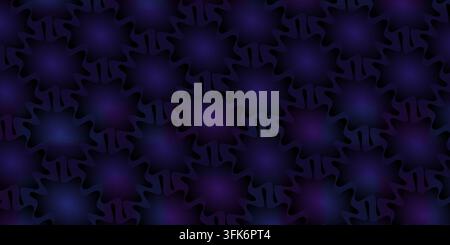 An abstract design featuring a repeating pattern of wavy star shapes in gradient shades of deep purple and blue. Stock Photo