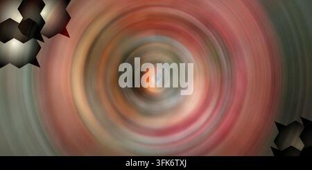 Abstract circular motion background with geometric shapes in the corners, vibrant gradient colors with a swirling tunnel effect Stock Photo