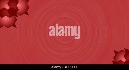 Abstract red background with circular motion blur and geometric speech bubble shapes in corners Stock Photo