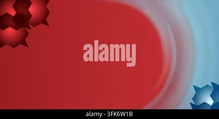 Abstract background with red and blue circular motion blur and geometric speech bubble shapes in the corners Stock Photo
