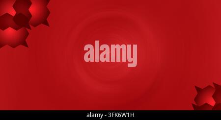 Abstract red background with circular motion blur effect and dark geometric shapes in corners Stock Photo