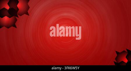 Abstract red background with circular motion blur and dark geometric hexagonal shapes in the corners Stock Photo