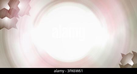 Abstract background with soft pink radial motion blur and geometric shapes in corners Stock Photo