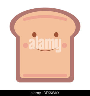 Cute cartoon slice of bread displaying a cheerful smile Stock Vector