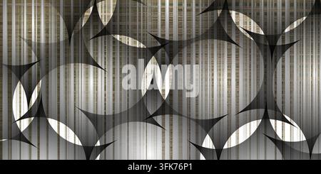 Abstract grey and black geometric pattern background with overlapping circular shapes and lines Stock Photo