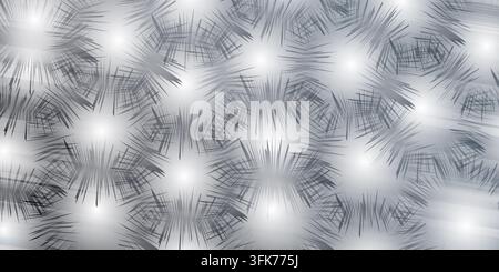 Abstract geometric background with repeating starburst patterns in shades of silver and grey Stock Photo