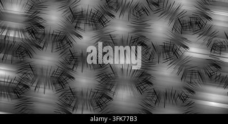 Abstract monochrome background with spiky starburst patterns and soft glowing light effects Stock Photo
