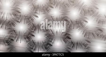 Abstract light grey background with spiky circular patterns and glowing light spots Stock Photo