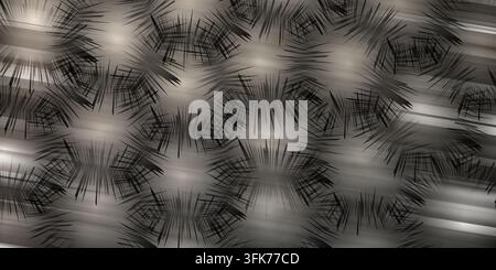 Abstract dark grey background with spiky circular patterns and subtle light streaks Stock Photo
