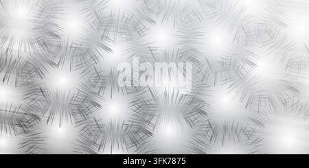 Abstract background with repeating starburst patterns in shades of gray and white with soft glowing light effects Stock Photo