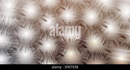 Abstract background with brown and white spiky starburst patterns and soft glowing light effects Stock Photo