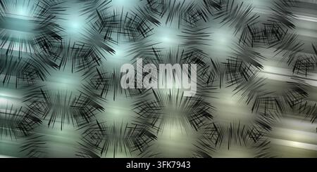 Abstract background with repeating starburst patterns in cool blue and green tones with soft glowing light effects Stock Photo