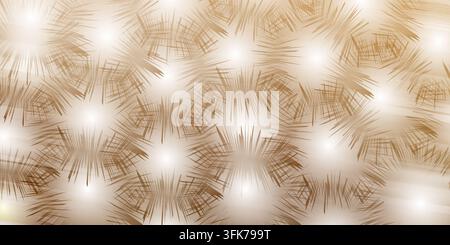 Abstract background with repeating starburst patterns in soft golden brown tones, featuring glowing light centers and dynamic lines Stock Photo