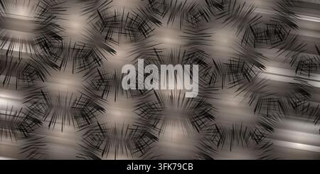 Abstract background with repeating spiky circular shapes in shades of muted grey and brown Stock Photo