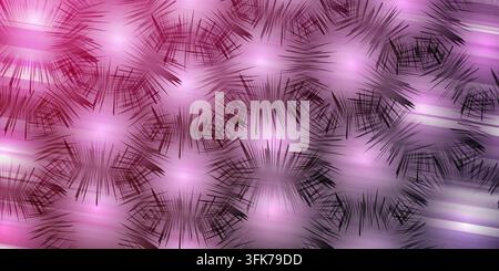 Abstract background featuring repeating spiky star patterns and vibrant glowing light effects in shades of magenta and purple Stock Photo