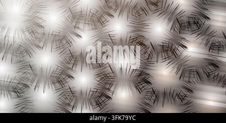 Abstract background with repeating geometric starburst patterns in dark grey and white tones Stock Photo