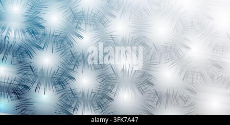 Abstract background with blue and white spiky starburst patterns and soft glowing light effects Stock Photo