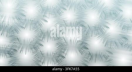 Abstract background with repeating spiky circular shapes in cool silver and blue tones with soft glowing light effects Stock Photo
