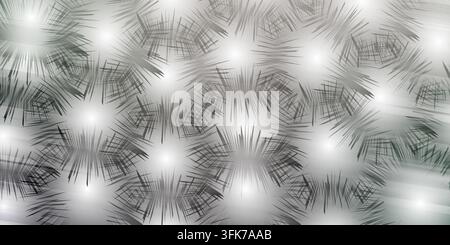 Abstract background with repeating dark grey spiky star shapes on a light grey gradient Stock Photo