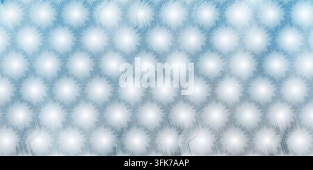 An abstract digital background featuring a repeating pattern of glowing white hexagonal shapes with soft, fuzzy edges against a blue gradient backdrop Stock Photo