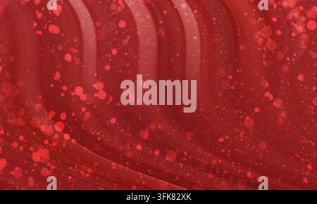 Vibrant abstract red background adorned with glowing bubbles, dynamic light streaks, and splatters creating a passionate design. Stock Photo