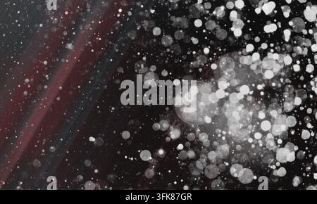 A dark, moody abstract background with soft white bokeh circles and faint diagonal light streaks, perfect for creative design overlays. Stock Photo