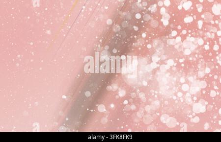 An artistic pink background with soft diagonal light rays and scattered white bokeh spots, creating a gentle and ethereal atmosphere. Stock Photo