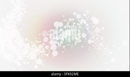 Abstract design featuring glowing white bokeh circles forming a wavy sparkling trail across a soft pastel gradient isolated on white. Stock Photo