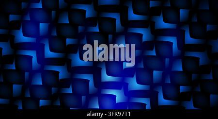 Abstract digital design featuring overlapping black rounded geometric shapes over a vibrant blue textured gradient background. Stock Photo