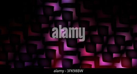 An abstract dark background showing interlocking rectangular shapes with striking bright magenta glowing spots shining through from underneath. Stock Photo