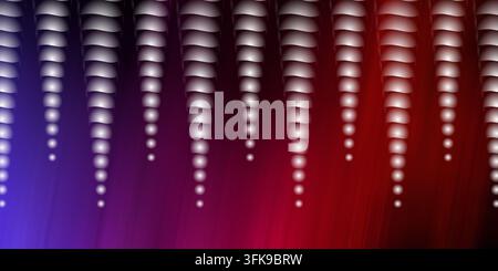 A vibrant abstract background showcasing vertical columns of glowing, spherical shapes fading into a dark, dramatic red and blue gradient backdrop. Stock Photo