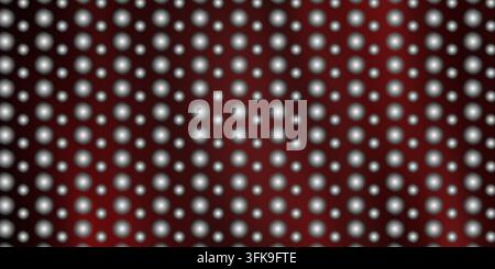 A digital abstract background featuring a pattern of glowing white circular dots arranged on a smooth, deep red gradient backdrop. Stock Photo
