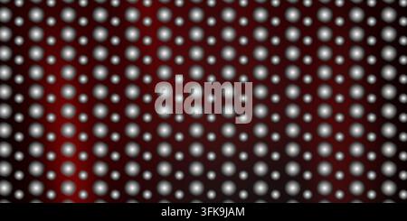 An abstract background featuring a grid of glowing white circular dots set against a deep red gradient backdrop, creating a modern, tech-inspired patt Stock Photo