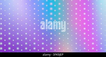 A soft, dreamy holographic background featuring a grid of glowing white dots layered over a pastel-colored gradient of blue, pink, and purple hues. Stock Photo