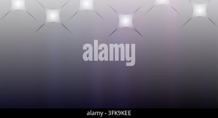 Abstract grey and purple gradient background with a row of glowing white star shapes along the top edge. Stock Photo
