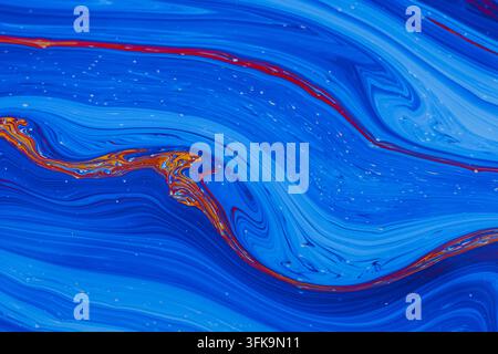 Closeup on a colorful soap bubble showing iridescent patterns, colors and shapes caused by thin film interference Stock Photo