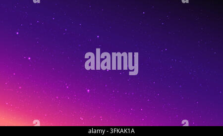 Abstract space background with glowing stars and particles. Purple and pink cosmic gradient. Starry atmosphere for poster, branding, technology or Stock Vector