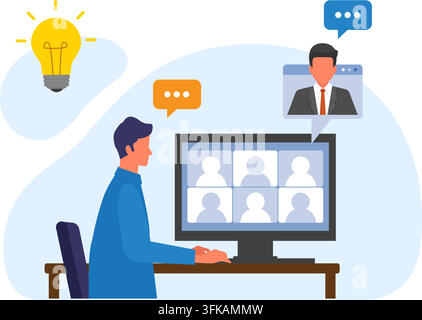 Online meeting or work from home stock illustration Stock Vector