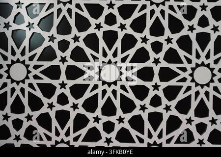 Islamic Geometric Star Pattern Metal Grille Design Stock Photo