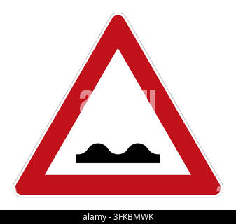 German road sign 112 (Warning sign): Uneven road. Official traffic sign from the German road traffic regulations StVO, sign number 112, German name: U Stock Vector